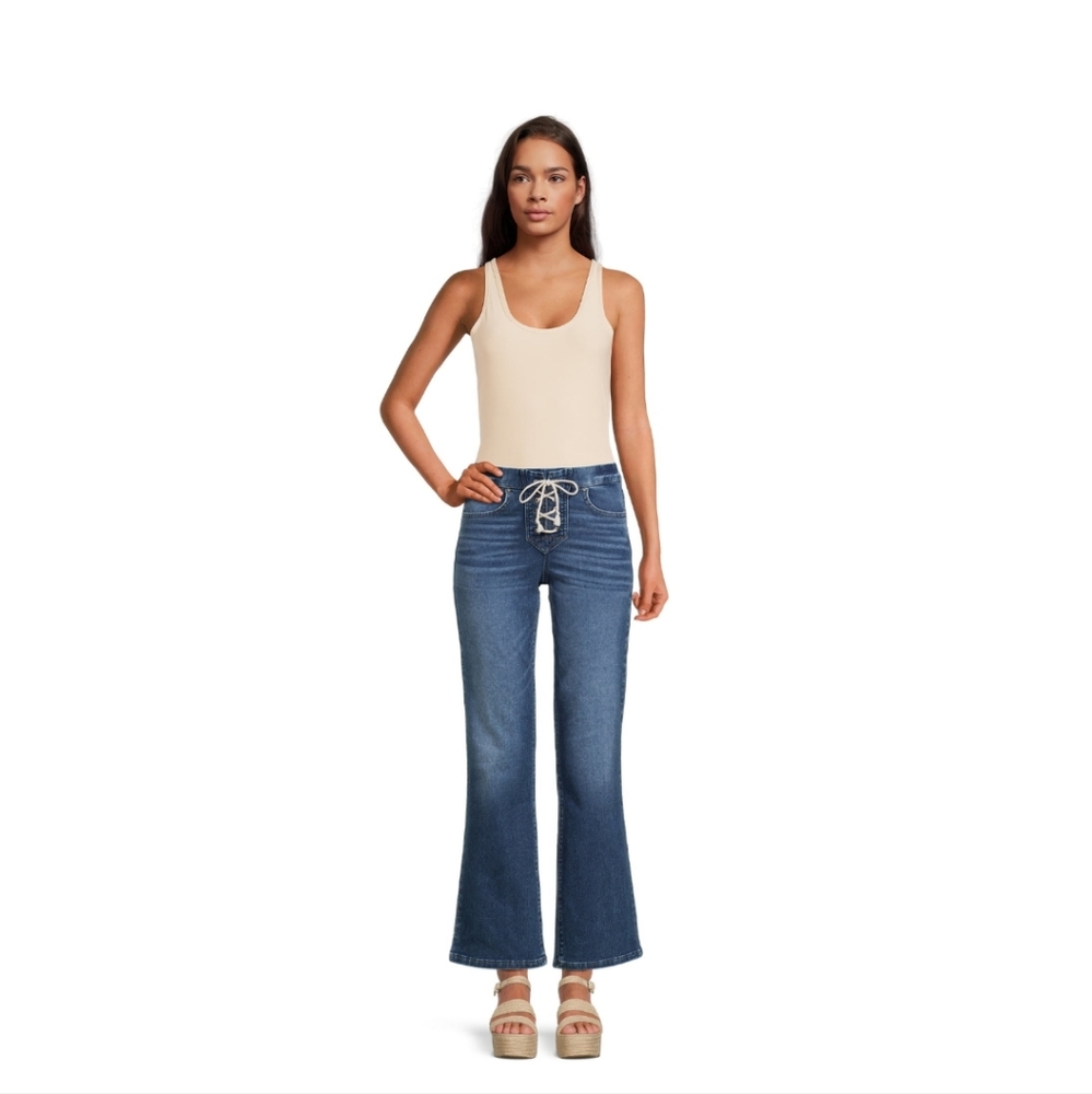 NWT No Boundaries Lace Up Boot Cut Dark Wash Jeans Size 15